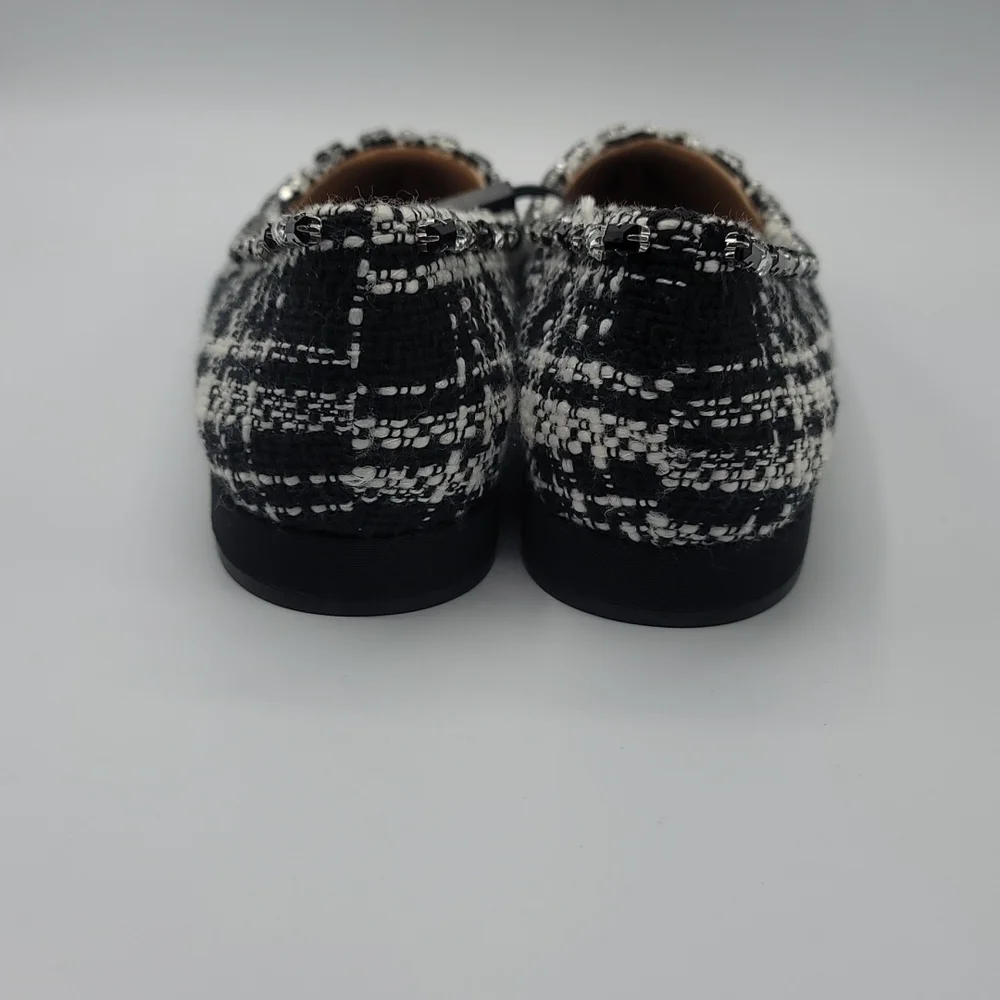 Zara woman tweed with rhinestones embellishments pointed shoes size 40 - Picture 3 of 7